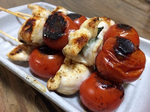 キャンプ飯★ささみとプチトマトの焼き鳥BBQ